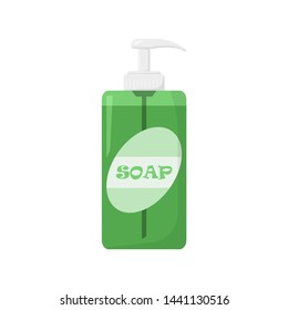 liquid soap with dispenser in flat style, vector