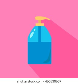 Liquid Soap Dispenser Pump Round Plastic Bottle Transparent Blue