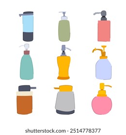 liquid soap dispenser set cartoon. bathroom kitchen, hands clean, refillable automatic liquid soap dispenser sign. isolated symbol vector illustration