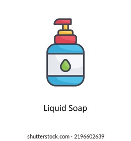 Liquid Soap Filled Outline Vector Icon Design illustration on White background. EPS 10 File