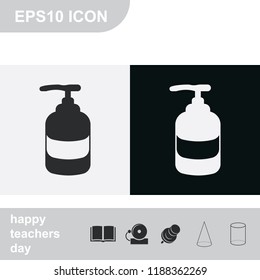 Liquid soap flat black and white vector icon.