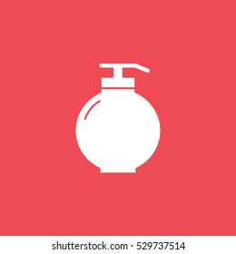 Liquid Soap Flat Icon On Red Background