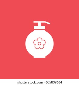 Liquid Soap Flat Icon On Red Background