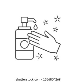 Liquid soap hand icon. Simple line, outline vector of hygiene icons for ui and ux, website or mobile application on white background