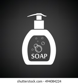 Liquid soap icon. Black background with white. Vector illustration.
