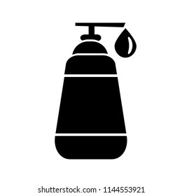 Liquid Soap Icon with drop, black and white vector illustration
