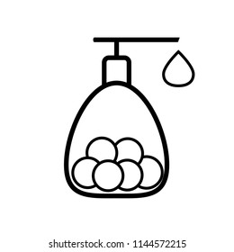 Liquid Soap Icon with drop, black and white vector illustration