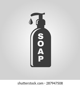 The liquid soap icon. Hand wash symbol. Flat Vector illustration