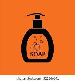Liquid soap icon. Orange background with black. Vector illustration.