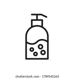 Vector de contorno del icono del jabón líquido. aislado en fondo blanco