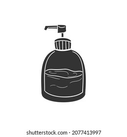 Liquid Soap Icon Silhouette Illustration. Bottle Vector Graphic Pictogram Symbol Clip Art. Doodle Sketch Black Sign.