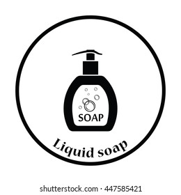Liquid soap icon. Thin circle design. Vector illustration.