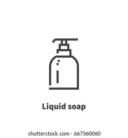 Liquid soap icon, vector symbol in line style isolated on white background. Editable stroke 48x48 pixel perfect.