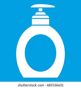 Liquid soap icon white isolated on blue background vector illustration