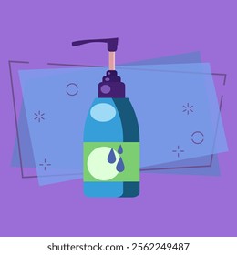 Liquid soap illustration. Washing hands, body care, hygiene. Bathroom concept. Vector illustration can be used for topics like healthy lifestyle, healthcare, cosmetics