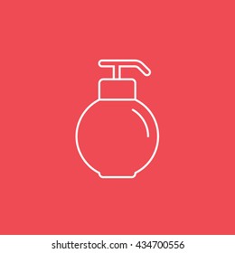 Liquid Soap Line Icon On Red Background