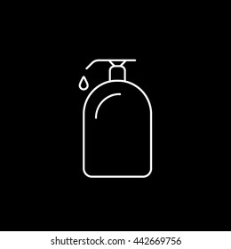 Liquid Soap Line Icon On Black Background