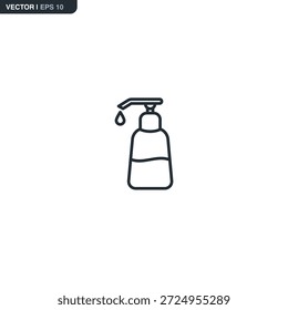 Jabón líquido, signo de estilo lineal para el concepto móvil y el Diseño web. Símbolo, ilustración del logotipo. Gráficos de Vector perfecto de píxeles