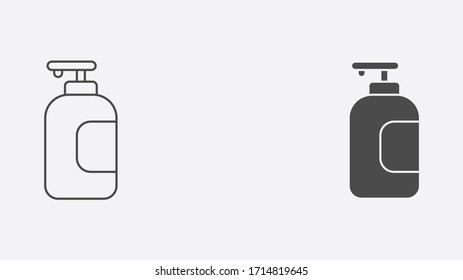 Liquid soap outline and filled vector icon sign symbol