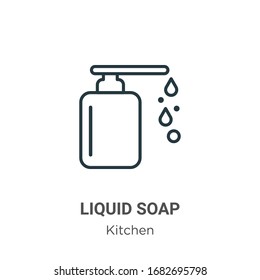 Liquid soap outline vector icon. Thin line black liquid soap icon, flat vector simple element illustration from editable kitchen concept isolated stroke on white background
