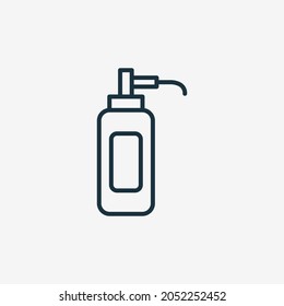 Liquid Soap Plastic Bottle Line Icon. Detergent Container Linear Pictogram. Hand Wash Tube Icon. Plastic Bottle for Beauty or Medicine. Editable Stroke. Isolated Vector Illustration.