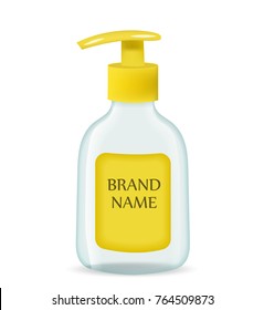Liquid soap realistic packaging,. 3d bottle mock-up for brand template. Vector illustration