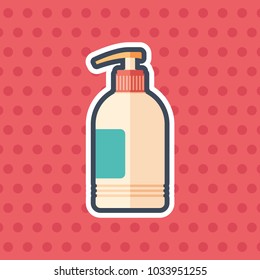Liquid soap sticker flat icon with color background.