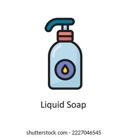 Liquid Soap  Vector Filled Outline Icon Design illustration. Housekeeping Symbol on White background EPS 10 File