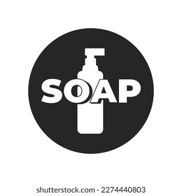 Liquid soap vector icon bottle sign symbol isolated on white black color flat design	