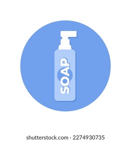 Liquid soap vector icon bottle sign symbol isolated on white blue color flat design	
