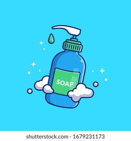 Liquid Soap Vector Icon Illustration. Washing Hand Vector. Healthcare And Medical Icon Concept White Isolated. Flat Cartoon Style Suitable for Web Landing Page, Banner, Flyer, Sticker, Card