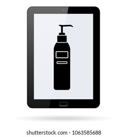 liquid soap  vector icon on a realistic tablet. Flat design style