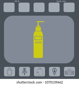 liquid soap vector icon on a gray cine-film backround. Flat design style