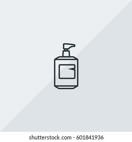 Liquid Soap Vector Icon, The outlined symbol of bottle with watery soap. Simple, modern flat vector illustration for mobile app, website or desktop app  