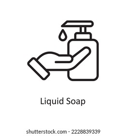 Liquid Soap Vector Outline Icon Design illustration. Housekeeping Symbol on White background EPS 10 File