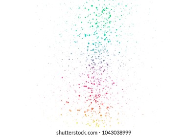 Liquid splash spraying fade textured, Stars concept. Astronomy multicolor party celebration on white abstract background in vertical. Summer season vector illustration