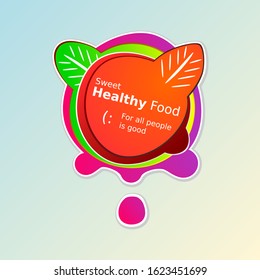 Liquid splash sticker, price label for advertising banner. Bright colorful gradient popping up doodle. Optimistic flower, tree element for healthy organic food, green energy or healthcare theme.