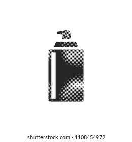 Liquid spray icon in halftone style. Black and white monochrome vector illustration.