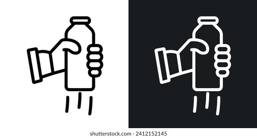 Liquid Stir line icon. Pre-consumption liquid agitation icon in black and white color.