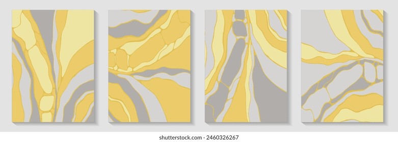 Liquid stone pattern background design collection. Trendy covers. Flow splash book cover page layouts. Graphic color backgrounds. Art drawing cards.
