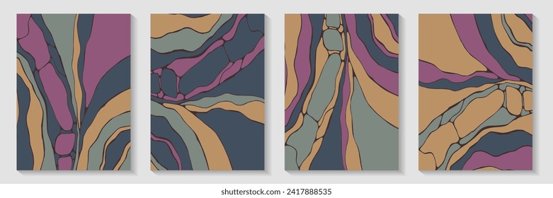 Liquid stone pattern background template collection. Creative posters. Puzzle structure book front page layouts. Stone imitation. Ink paint effect.