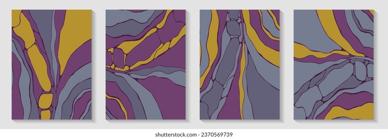 Liquid stone texture background design collection. Vibrant banners. Flow splash booklet cover page layouts. Abstract wallpaper prints. Art drawing cards.