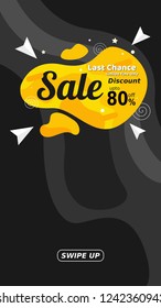 Liquid style vertical banner sale promotion modern design.swipe up for stories.vector illustration