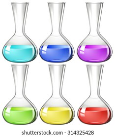 Liquid substance in glass beakers illustration