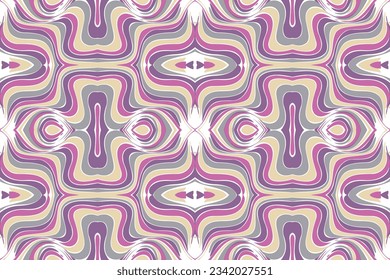 Liquid Swirl Groovy Ripple Retro seamless pattern.Pink purple gray and beige element on white. Vector illustration for fabric textile cover table cover backdrop decoration all over print