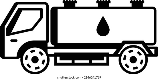 liquid tanker lorry vector icon design, Water Treatment and Purification Plant symbol, Environment Friendly Industry Sign, Desalination Biotechnology stock illustration, Drinking Water Supply Concept,