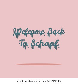 Liquid text. Dark Blue lettering. Pink Sale banner. Light pink background.Welcome back to school