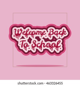Liquid text. Dark pink lettering. Sale banner. Light pink background.Welcome back to school