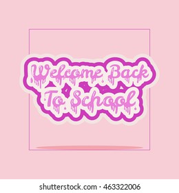Liquid text. Light pink lettering. Sale banner. Light pink background. Welcome back to school