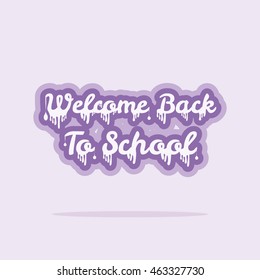 Liquid text. White lettering. Purple Sale banner. Light purple background.Welcome back to school